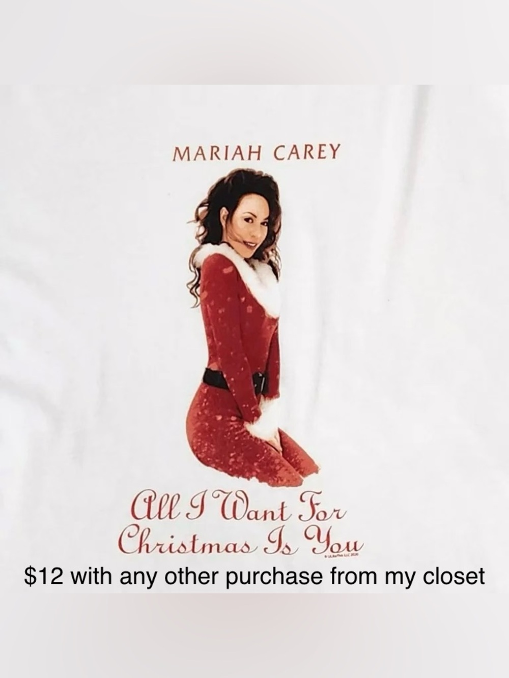 Old Navy White Tee with Red Holiday Graphic